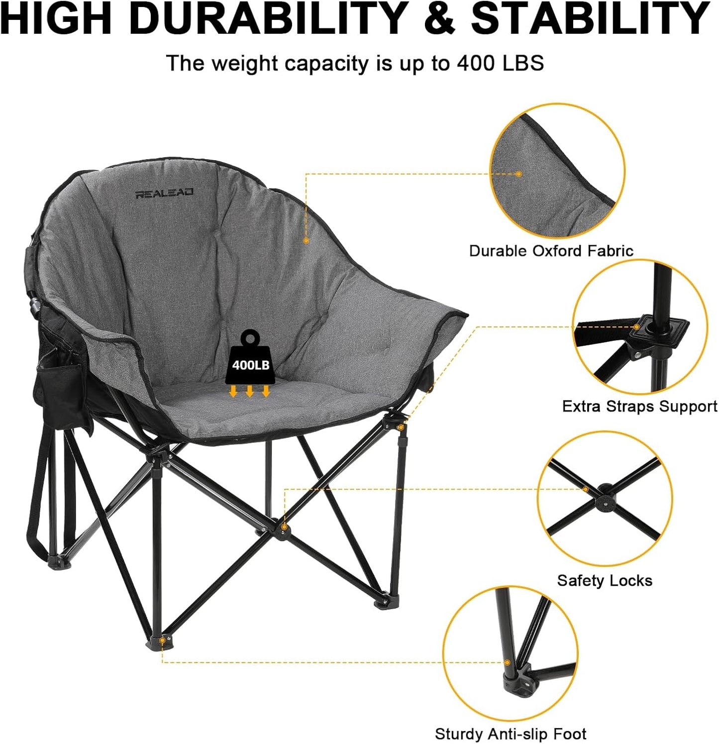 Chaise pliante chauffante pour camping en plein air