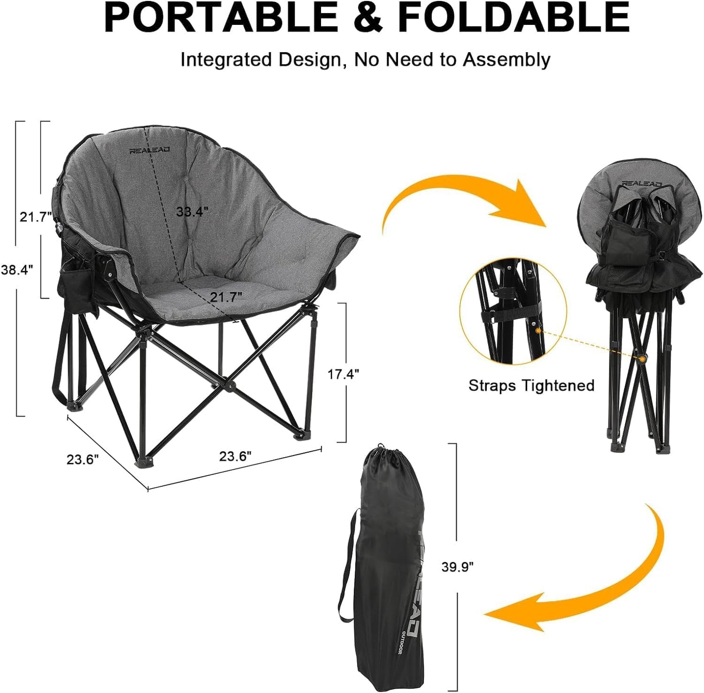 Chaise pliante chauffante pour camping en plein air